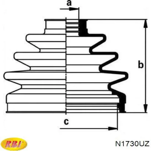 N1730UZ RBI fuelle, árbol de transmisión delantero exterior