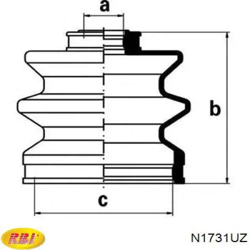 N1731UZ RBI fuelle, árbol de transmisión delantero exterior