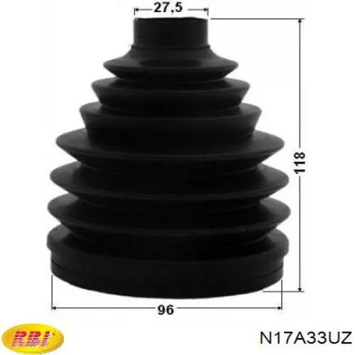 N17A33UZ RBI fuelle, árbol de transmisión delantero exterior