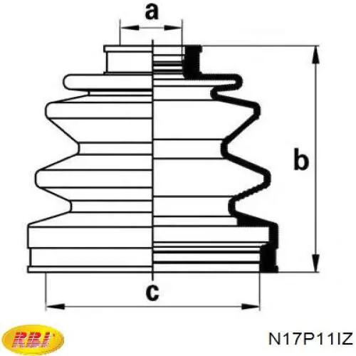 N17P11IZ RBI fuelle, árbol de transmisión delantero interior