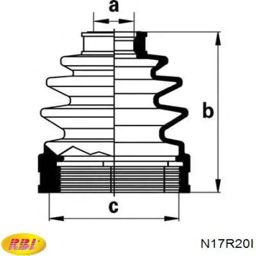 N17R20I RBI fuelle, árbol de transmisión delantero interior