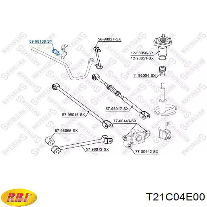 T21C04E00 RBI casquillo de barra estabilizadora trasera