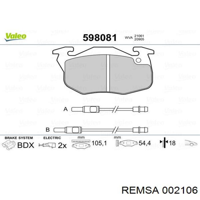 0021.06 Remsa pastillas de freno delanteras