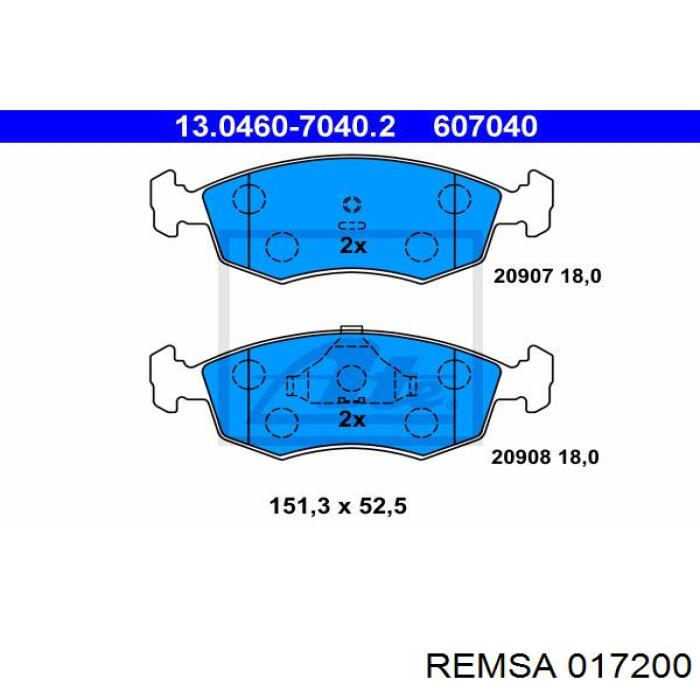 0172.00 Remsa pastillas de freno delanteras