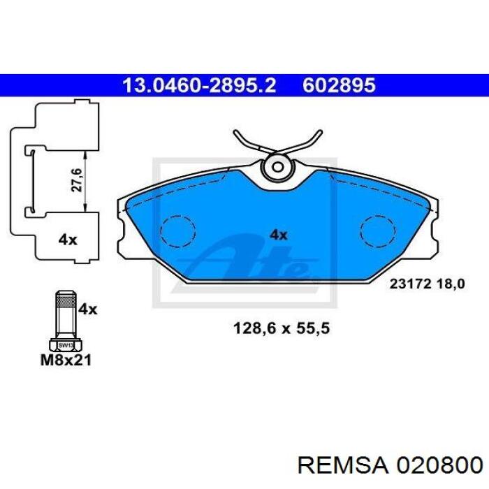 0208.00 Remsa pastillas de freno delanteras