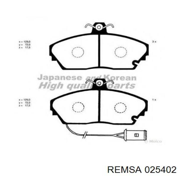 0254.02 Remsa pastillas de freno delanteras