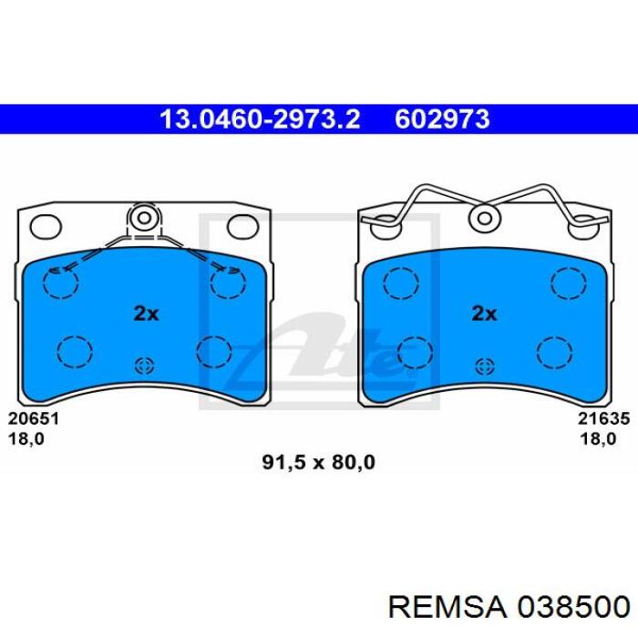 0385.00 Remsa pastillas de freno delanteras