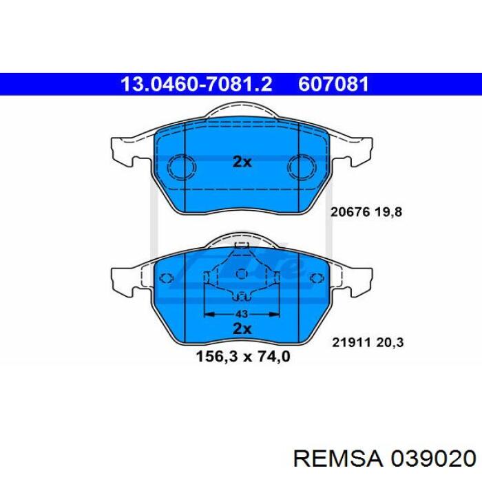 0390.20 Remsa pastillas de freno delanteras