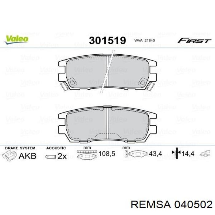 0405.02 Remsa pastillas de freno traseras