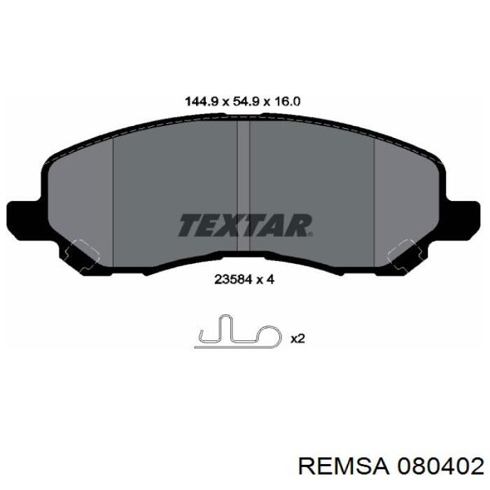 0804.02 Remsa pastillas de freno delanteras