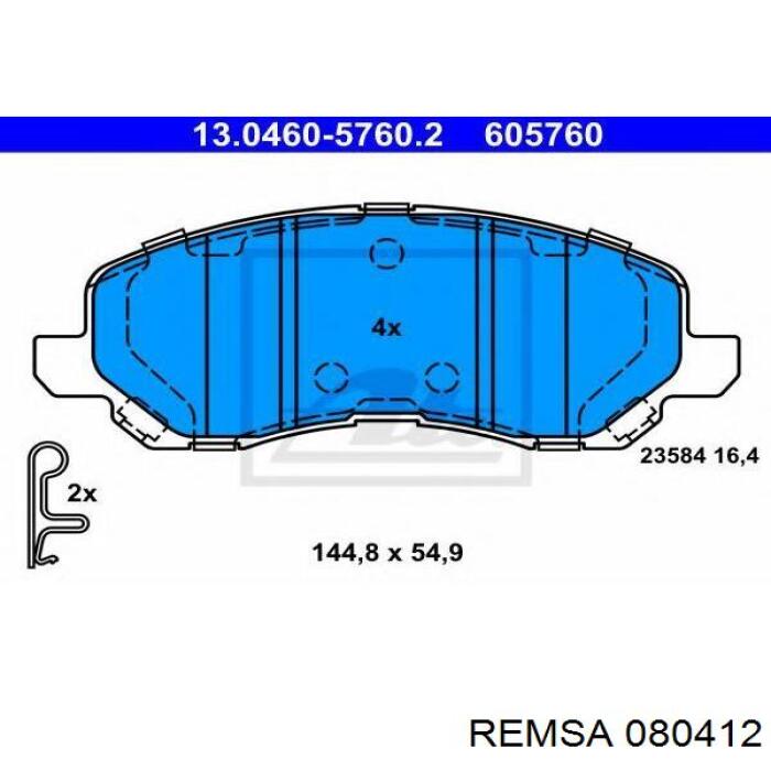 0804.12 Remsa pastillas de freno delanteras