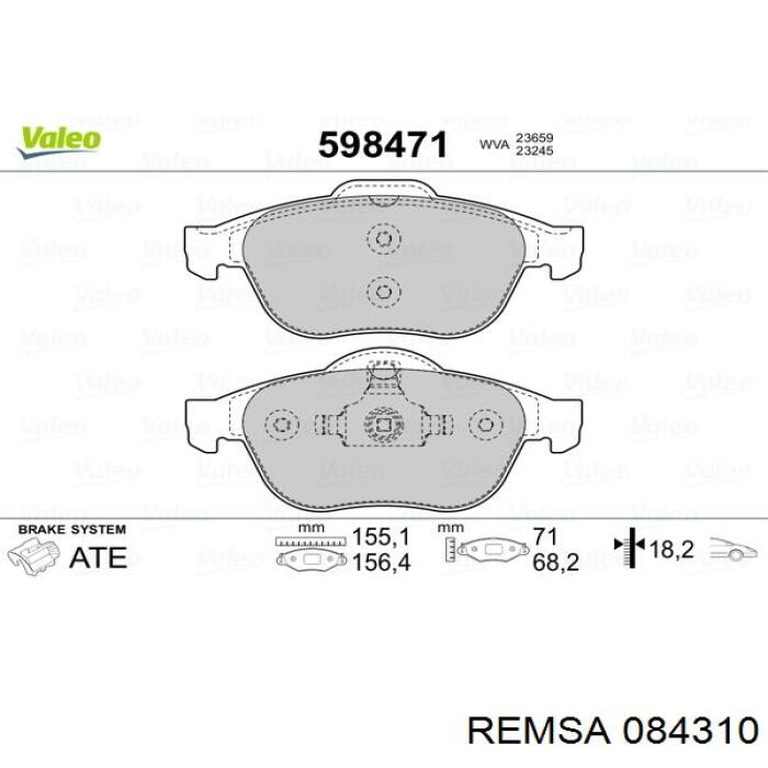 0843.10 Remsa pastillas de freno delanteras