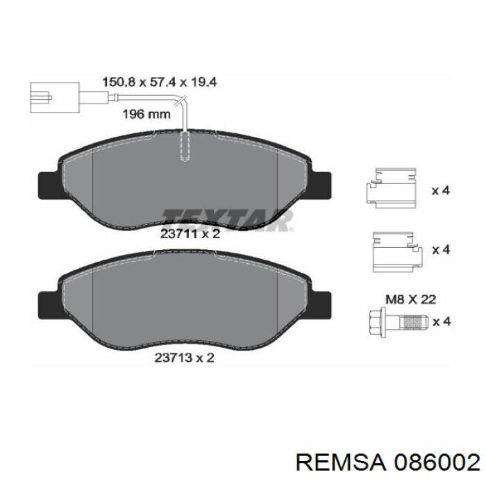 0860.02 Remsa pastillas de freno delanteras