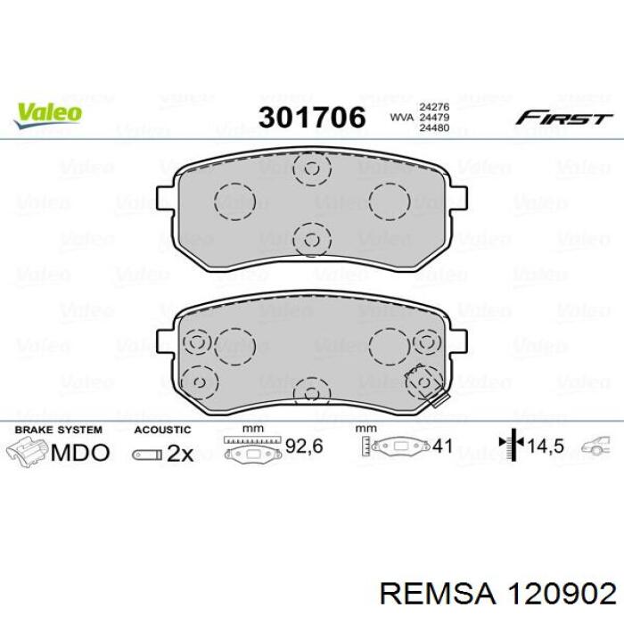 120902 Remsa pastillas de freno traseras