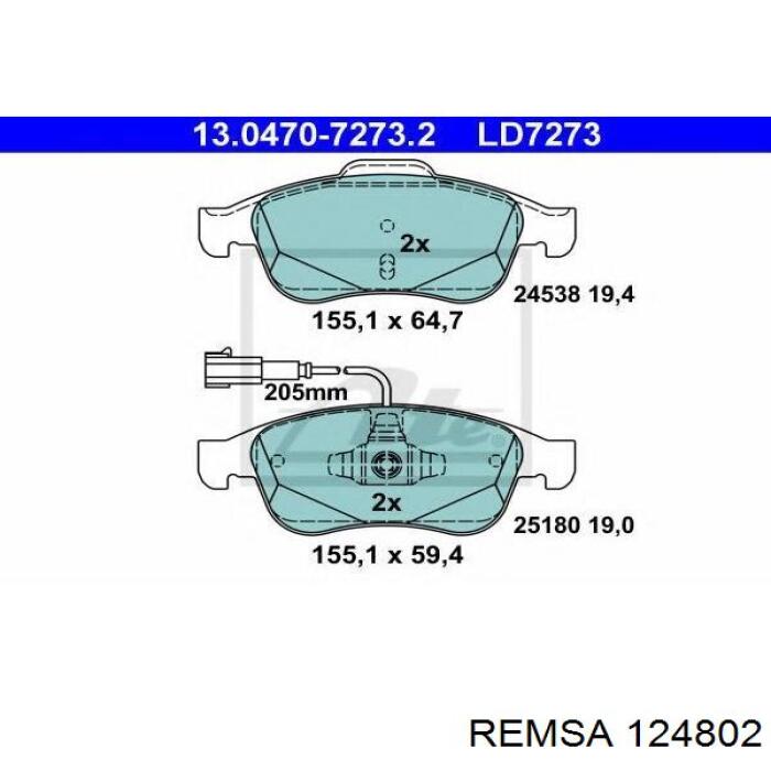 124802 Remsa pastillas de freno delanteras