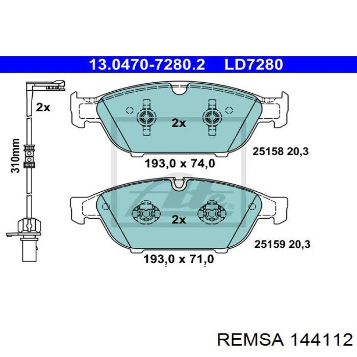 144112 Remsa pastillas de freno delanteras