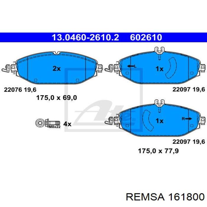 1618.00 Remsa pastillas de freno delanteras