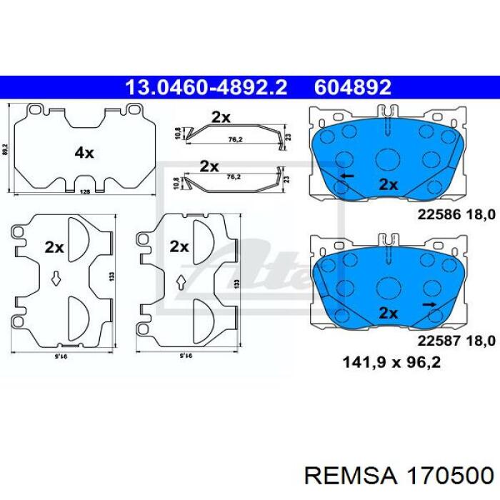 1705.00 Remsa pastillas de freno delanteras