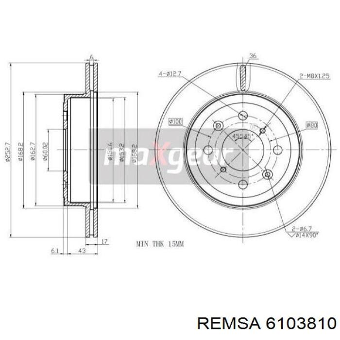 6103810 Remsa freno de disco delantero