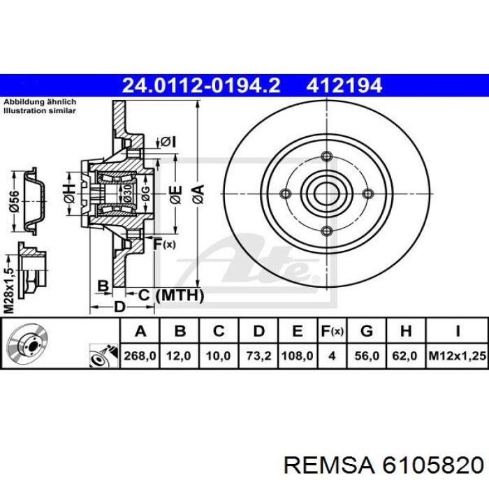 61058.20 Remsa disco de freno trasero