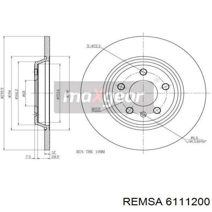 61112.00 Remsa disco de freno trasero