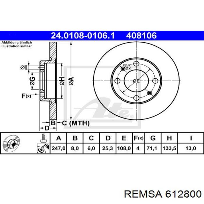 6128.00 Remsa disco de freno trasero