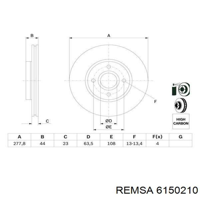 61502.10 Remsa freno de disco delantero