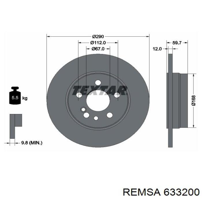 6332.00 Remsa disco de freno trasero