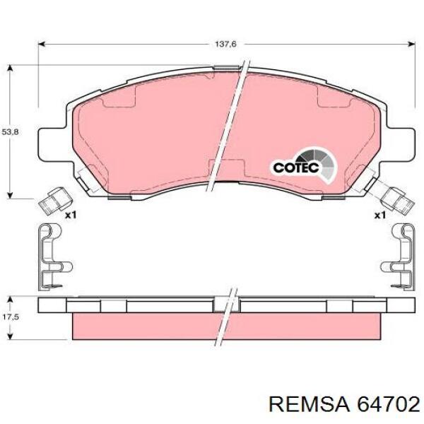 64702 Remsa pastillas de freno delanteras