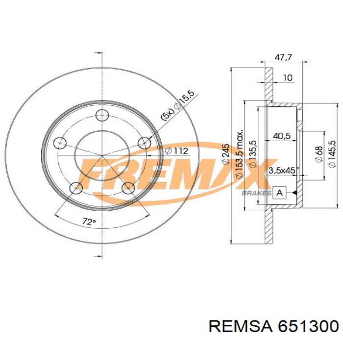 6513.00 Remsa disco de freno trasero