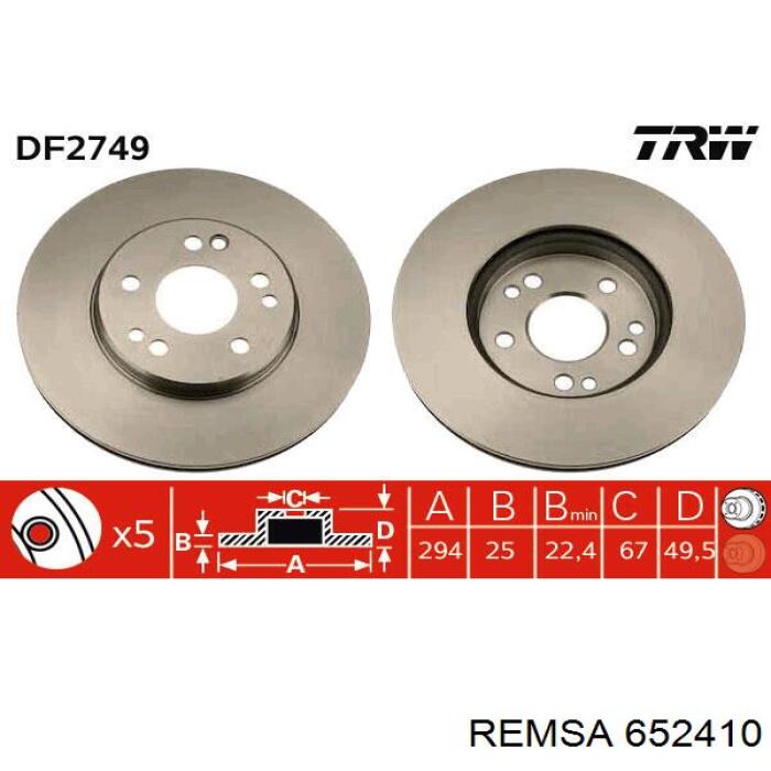 652410 Remsa freno de disco delantero