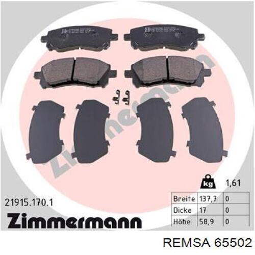 65502 Remsa pastillas de freno delanteras