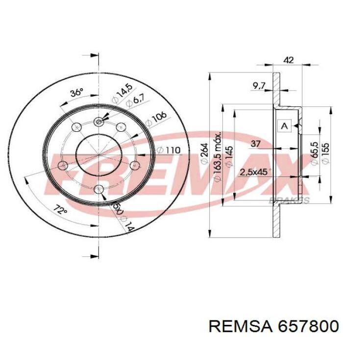 6578.00 Remsa disco de freno trasero