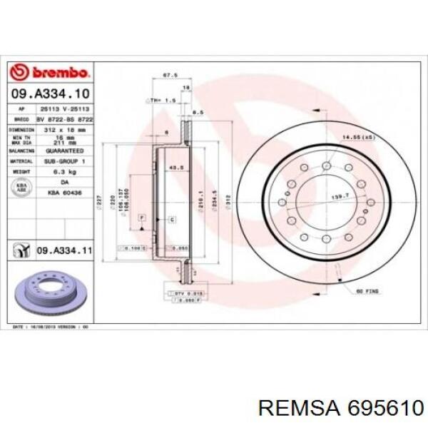 6956.10 Remsa disco de freno trasero