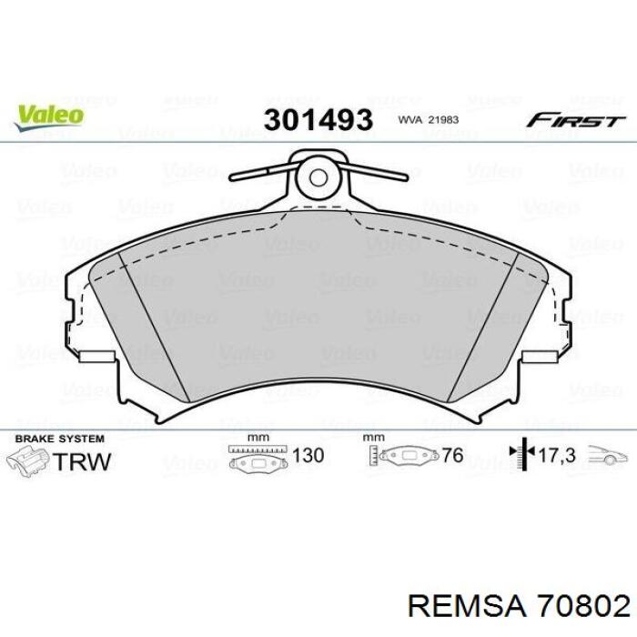 70802 Remsa pastillas de freno delanteras