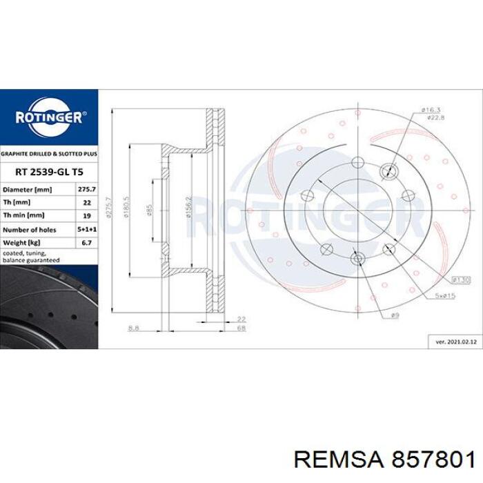 8578.01 Remsa freno de disco delantero