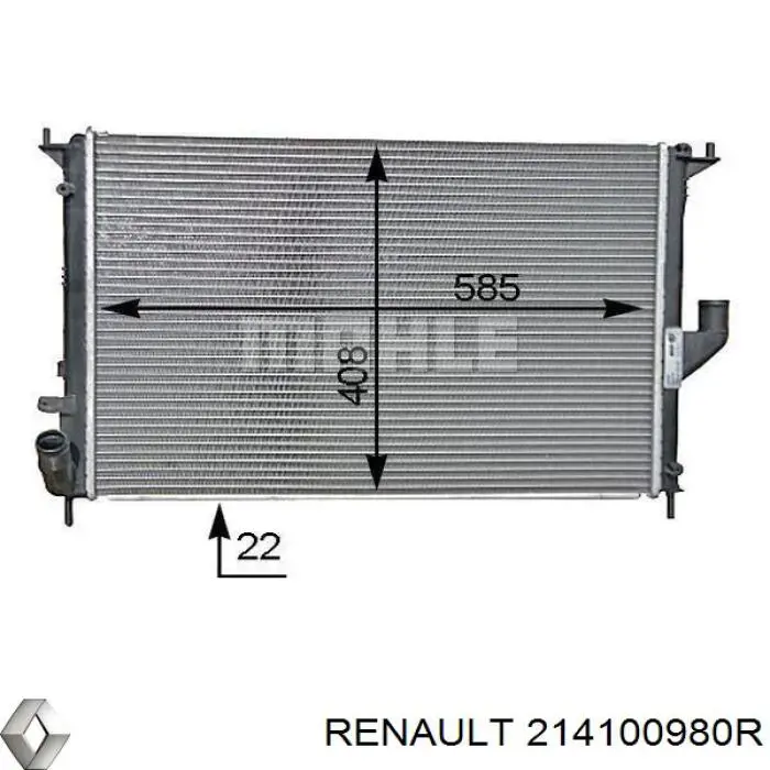 214100980R Renault (RVI) radiador refrigeración del motor