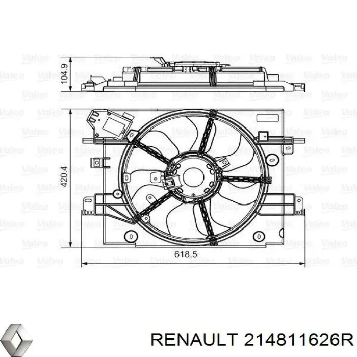 214811312R Renault (RVI) ventilador (rodete +motor refrigeración del motor con electromotor completo)