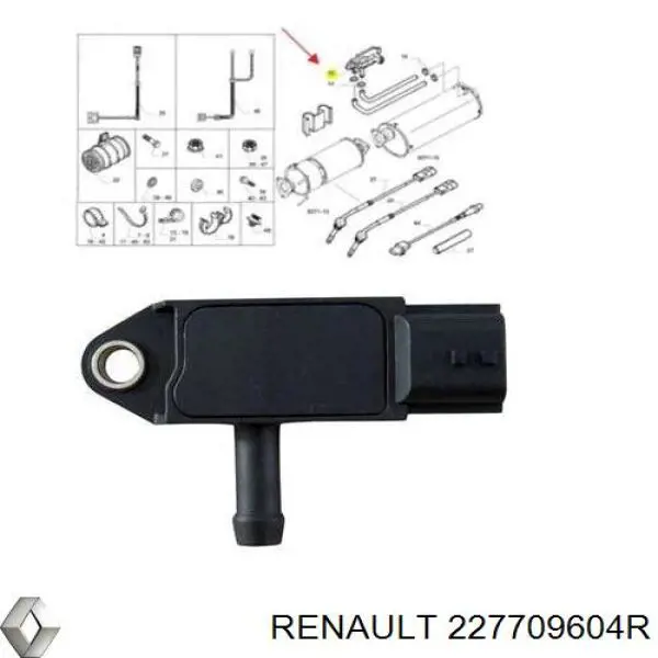 227709604R Renault (RVI) sensor de presion de escape