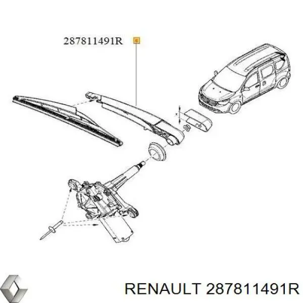  Brazo del limpiaparabrisas, lavado de parabrisas, luna trasera para Renault DOKKER 