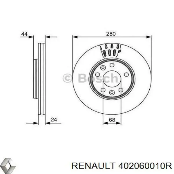 402060010R Renault (RVI) freno de disco delantero