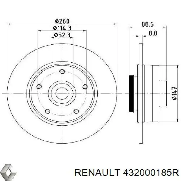 432000185R Renault (RVI) disco de freno trasero