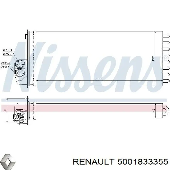 5001833355 Renault (RVI) radiador de calefacción