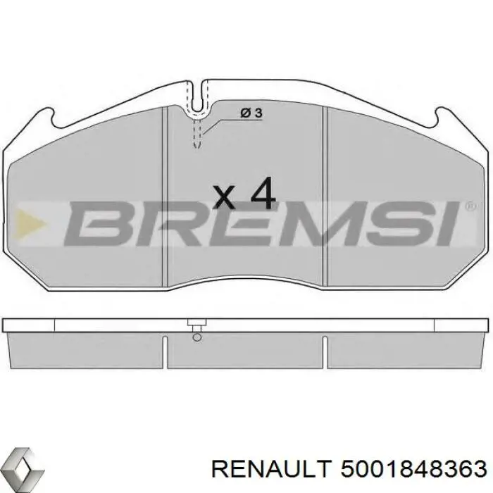 5001848363 Renault (RVI) pastillas de freno delanteras