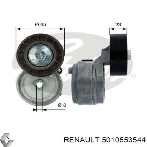 5010553544 Renault (RVI) rodillo, correa trapecial poli v