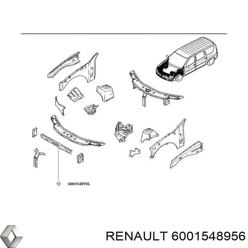  Soporte de radiador inferior (panel de montaje para foco) para Dacia Logan 