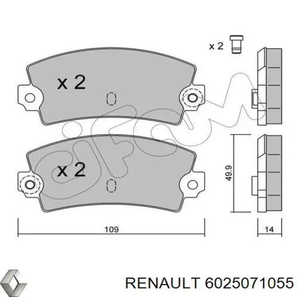 6025071055 Renault (RVI) pastillas de freno traseras