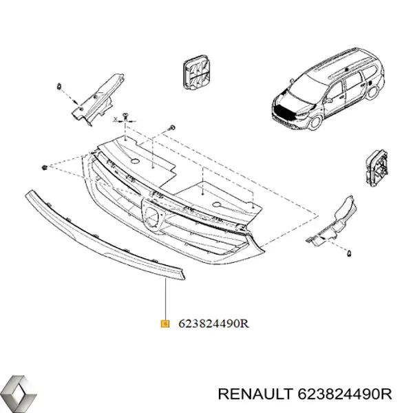 623824490R Renault (RVI) superposicion (molde De Rejilla Del Radiador)