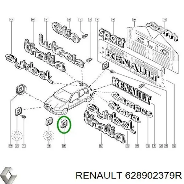  Logotipo del radiador I para Renault Kangoo KC0