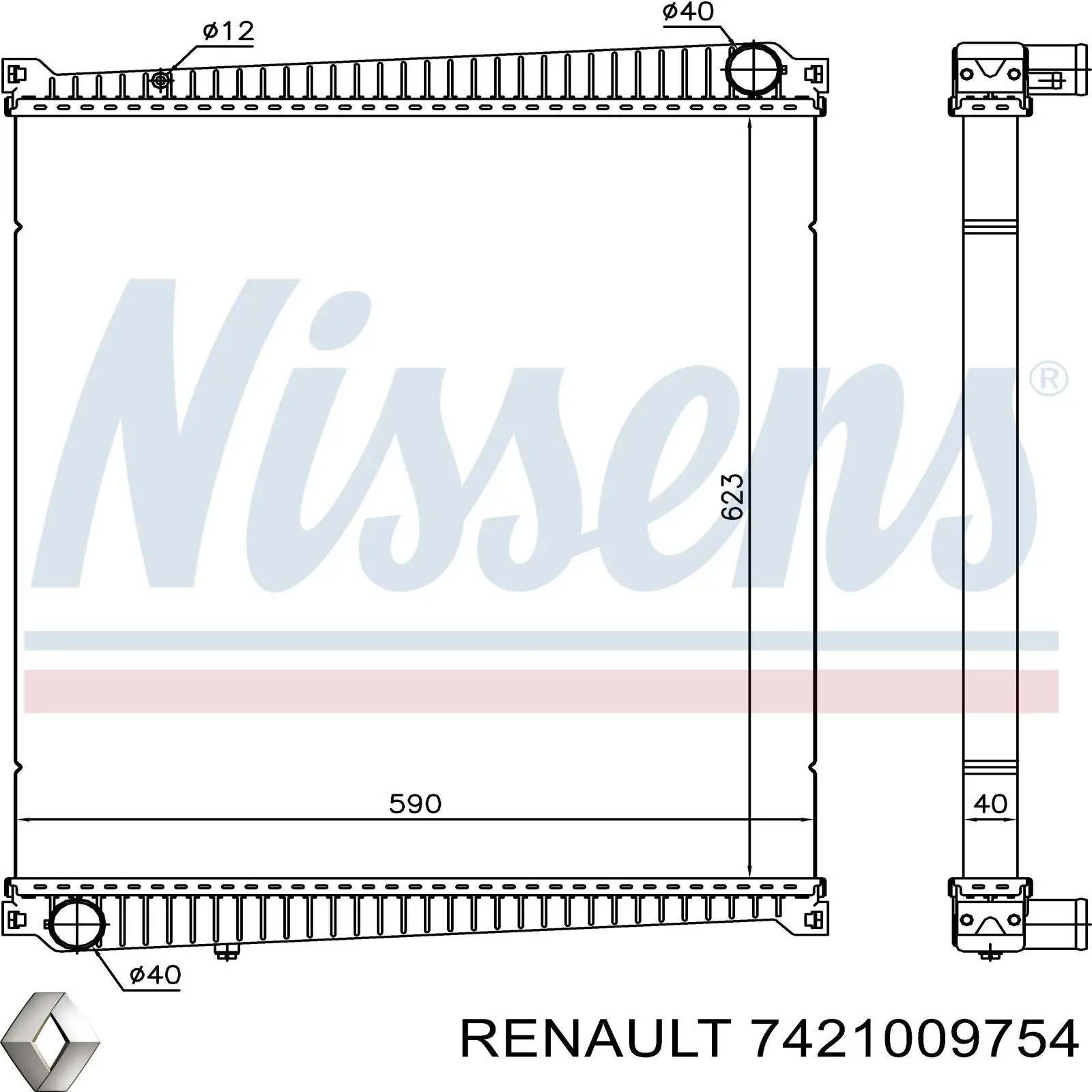 7421009754 Renault (RVI) radiador refrigeración del motor